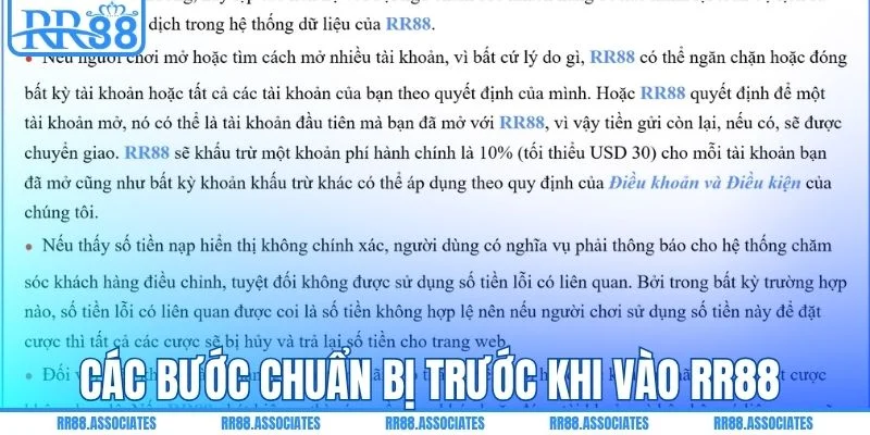 Các bước chuẩn bị trước khi vào RR88