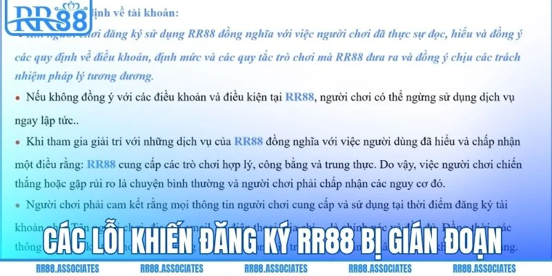 Các lỗi khiến đăng ký RR88 bị gián đoạn