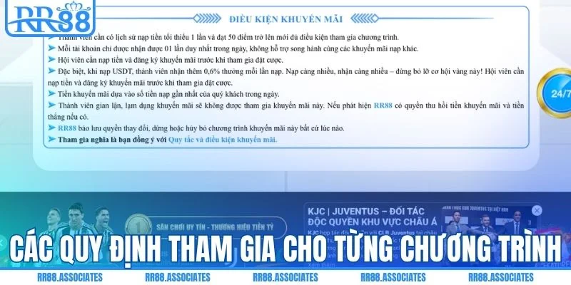 Các quy định tham gia cho từng chương trình