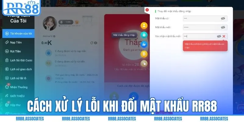Cách xử lý lỗi khi đổi mật khẩu RR88