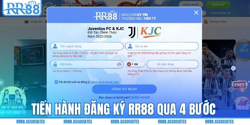 Tiến hành đăng ký RR88 qua 4 bước