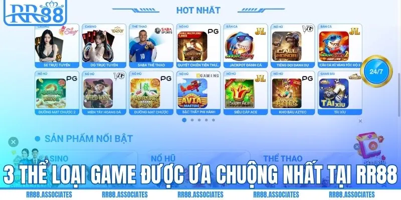 3 thể loại game được ưa chuộng nhất tại RR88