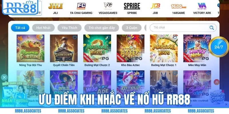 Ưu điểm khi nhắc về nổ hũ RR88